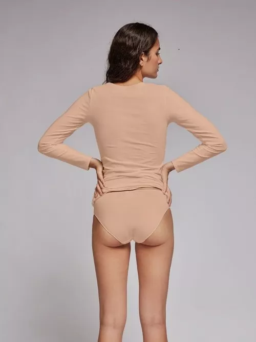 Телесная хлопковая кофта с рукавами Gisela 0129 nudo - фото №2
